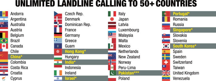Unlimited Landline Calling to 50 + Countries